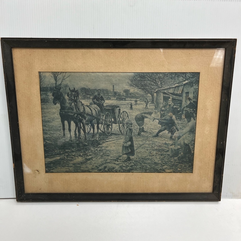Antique Framed Photogravure Munich Germany Frontier Art